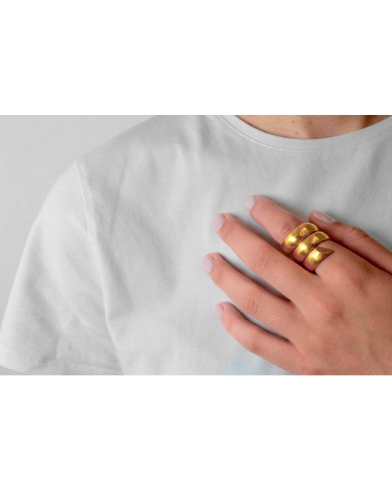 Σφυρήλατο τριπλό δαχτυλίδι από χρυσό Κ18 