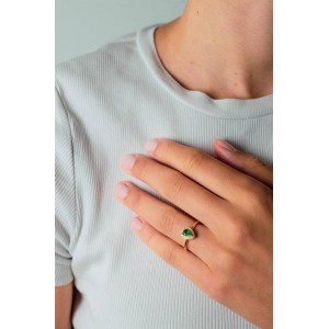 Δαχτυλίδι Ροζέτα με Σμαράγδι & Διαμάντια σε Χρυσό Κ18 Δαχτυλίδι Ροζέτα με Σμαράγδι & Διαμάντια σε Χρυσό Κ18