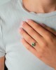 Cluster ring with pear shaped emerald and diamond in 18K white gold