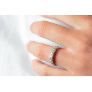 Δαχτυλίδι μισόβερο με διαμάντια μπριγιάν 0.43ct από λευκό χρυσό Κ18 Δαχτυλίδι μισόβερο με διαμάντια μπριγιάν 0.43ct από λευκό χρυσό Κ18