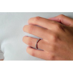 Δαχτυλίδι μισόβερο με διαμάντια από λευκόχρυσο Κ18  Δαχτυλίδι μισόβερο με διαμάντια από λευκόχρυσο Κ18