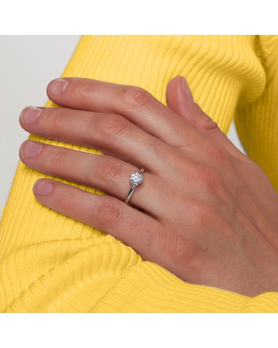 Μονόπετρο δαχτυλίδι με διαμάντι 0.40ct από λευκόχρυσο Κ18 και πιστοποίηση GIA