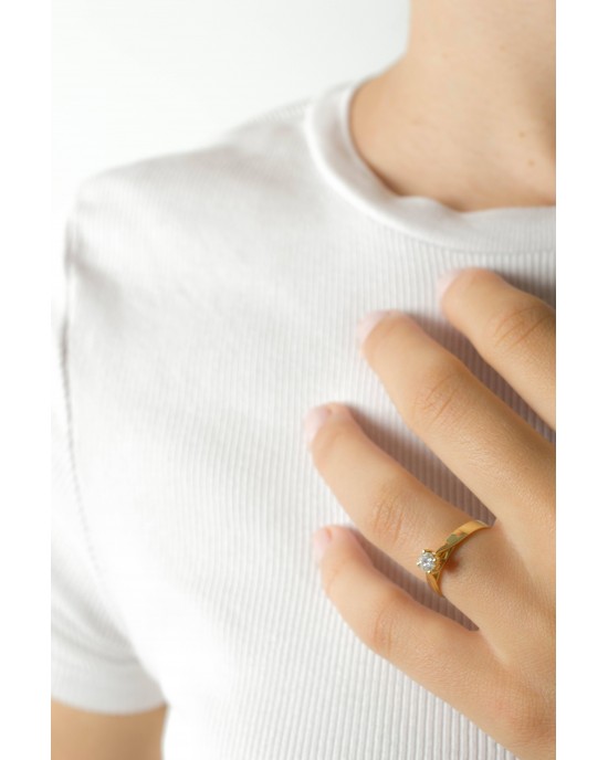 Diamond Engagement Ring in 18k Yellow Gold 0.25ct