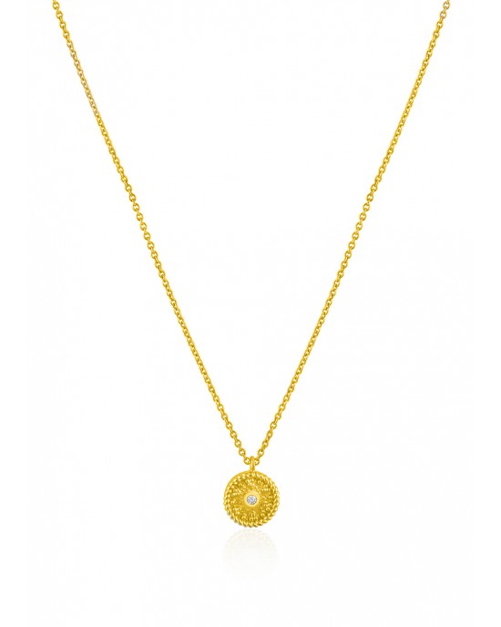 Βυζαντινό κολιέ κύκλος με διαμάντι από χρυσό Κ18