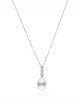 Pearl necklace with diamonds in 18k white gold