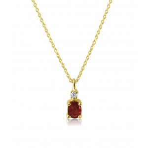 Necklace with ruby and diamond in 18k gold 