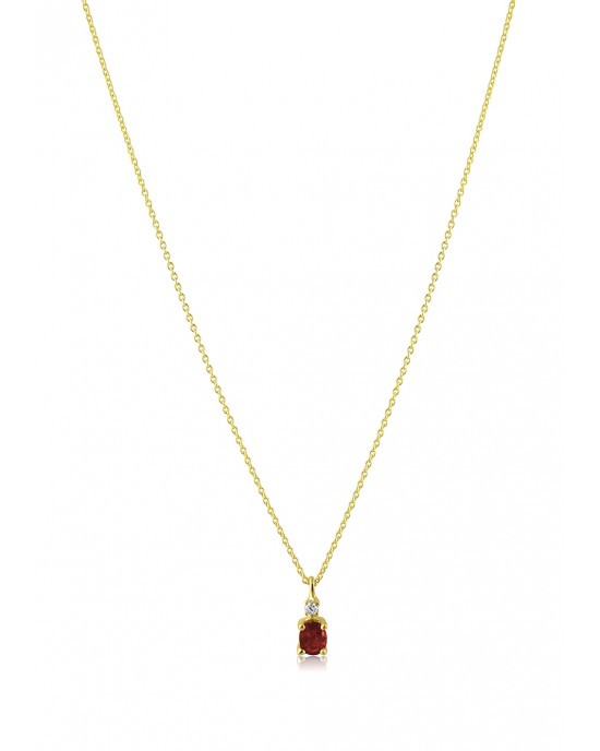 Necklace with ruby and diamond in 18k gold 