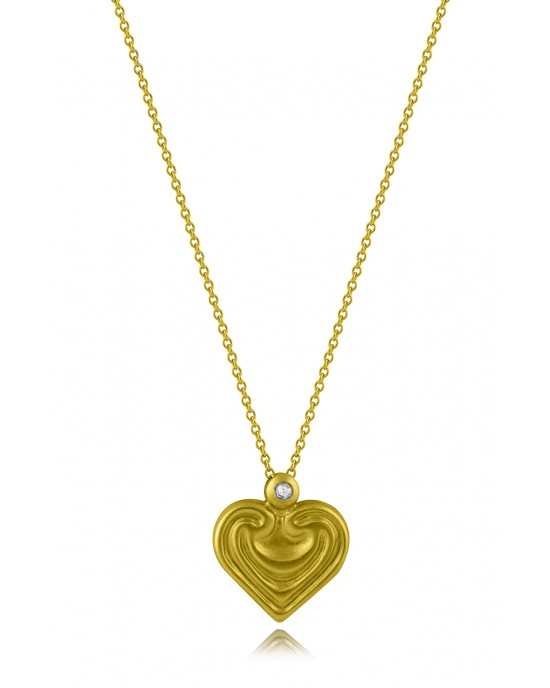 K18 Gold Heart Necklace with Diamond 0,025ct