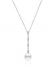 Necklace with round pearl 8-8.5mm and diamonds in 18k white gold