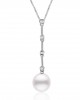 Necklace with round pearl 8-8.5mm and diamonds in 18k white gold