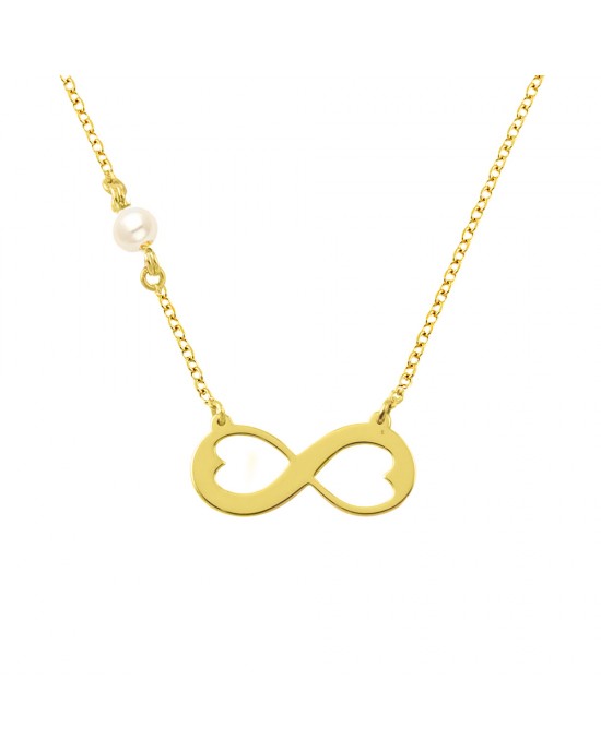 Infinity necklace with pearl in 14k gold Ekan