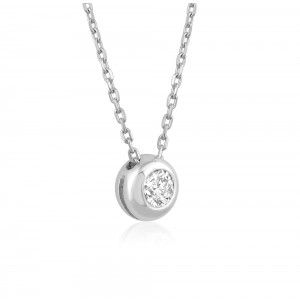 Solitaire necklace with diamond 0.18ct in 18k white gold