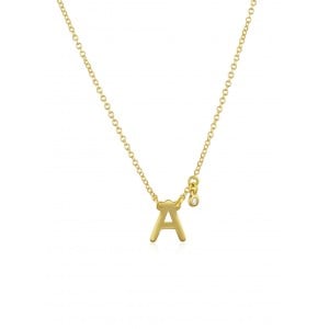 ''A'' Monogram necklace with diamond in 14k gold Ekan