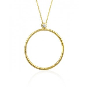 Κολιέ κρίκος με διαμάντι από χρυσό Κ18 
