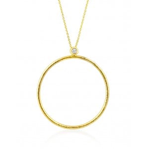 Κολιέ κρίκος με διαμάντι από χρυσό Κ18 