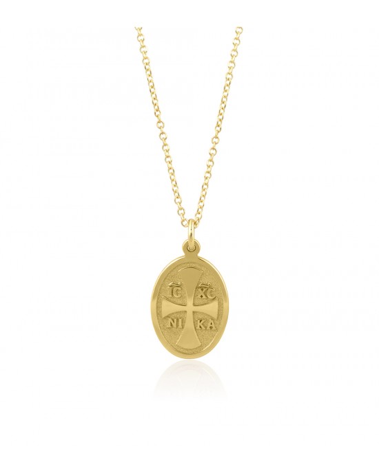 Jesus Christ oval necklace in 14k gold 