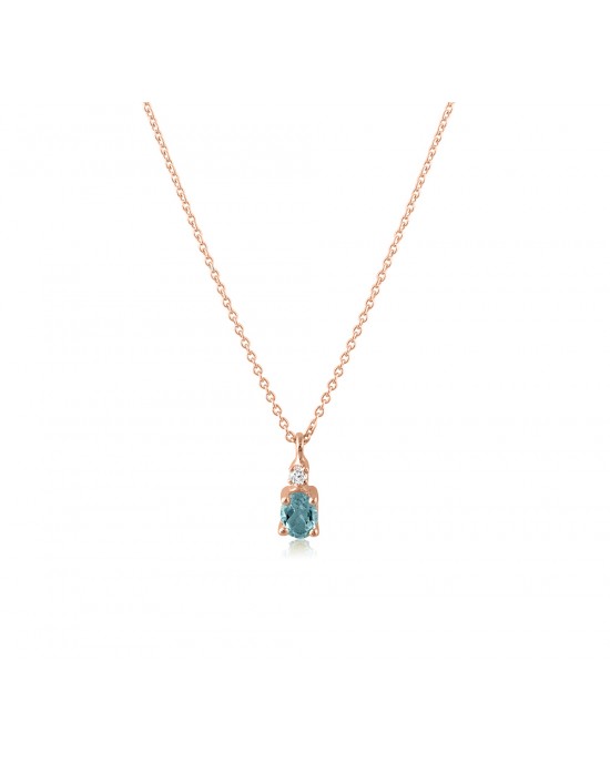 Necklace with aquamarine and diamond in 18k rose gold 