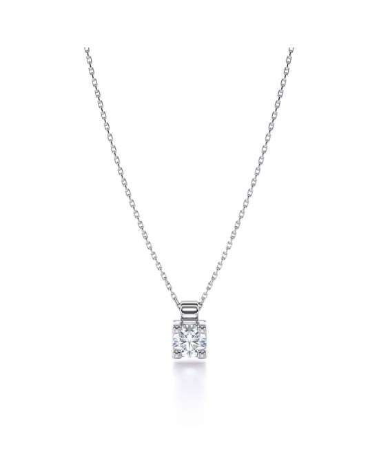 Diamond solitaire necklace 0.12ct in 18k white gold
