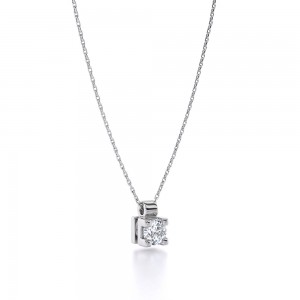 Μονόπετρο κολιέ με διαμάντι 0.10ct από λευκόχρυσο Κ18