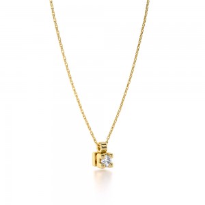 Μονόπετρο κολιέ με διαμάντι από χρυσό Κ18 