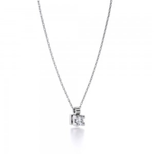 Μονόπετρο κολιέ από λευκό χρυσό Κ18 με διαμάντι 0.07ct