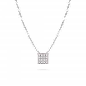 Square-shaped diamond necklace in 18k white gold