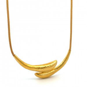 Σφυρήλατο αρχαϊκό κολιέ από χρυσό Κ18