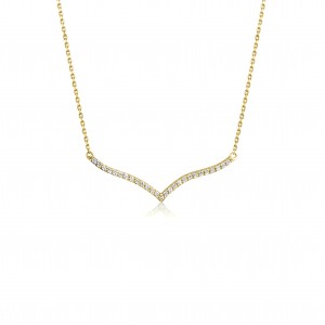 Κολιέ μπάρα σε σχήμα V με διαμάντια από χρυσό Κ18