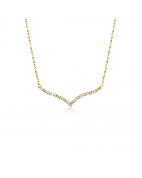Diamond V Bar necklace in 18k gold