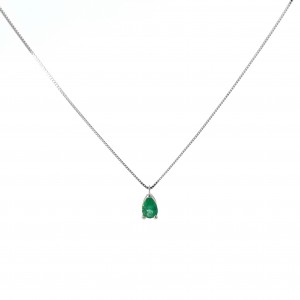 Necklace with emerald in 18K white gold 