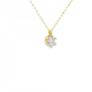 Solitaire necklace with cubic zirconia in 14k gold 