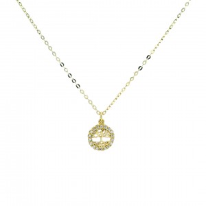  Tree of life necklace wih cubic zirconia in 14K gold  