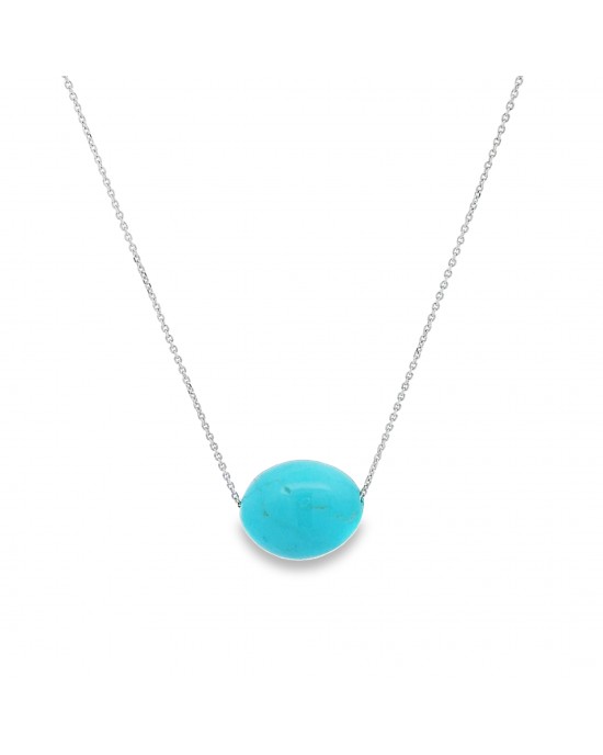 Κολιέ με Τυρκουάζ Αριζόνας από λευκό χρυσό Κ18