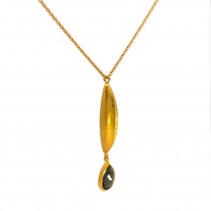 Archaic Era Hammered necklace with Salt & Pepper Diamond in 18k gold