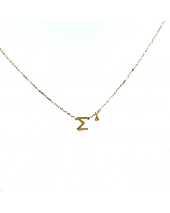 Monogram necklace with diamond in 14K gold Ekan