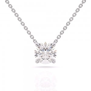 Μονόπετρο κολιέ με διαμάντι 0.52ct από λευκό χρυσό Κ18 και πιστοποίηση GIA