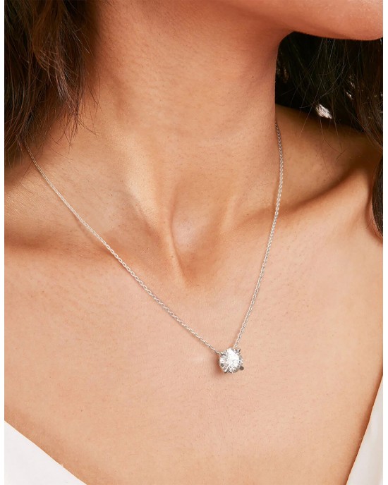 Μονόπετρο κολιέ με διαμάντι 0.52ct από λευκό χρυσό Κ18 και πιστοποίηση GIA