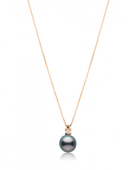 Tahiti Pearl Necklace with Diamond in 18k Rose Gold Tahiti Pearl Necklace with Diamond in 18k Rose Gold