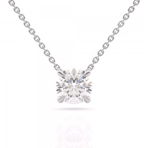 Diamond solitaire necklace 0.40ct in 18k white gold GIA Certified