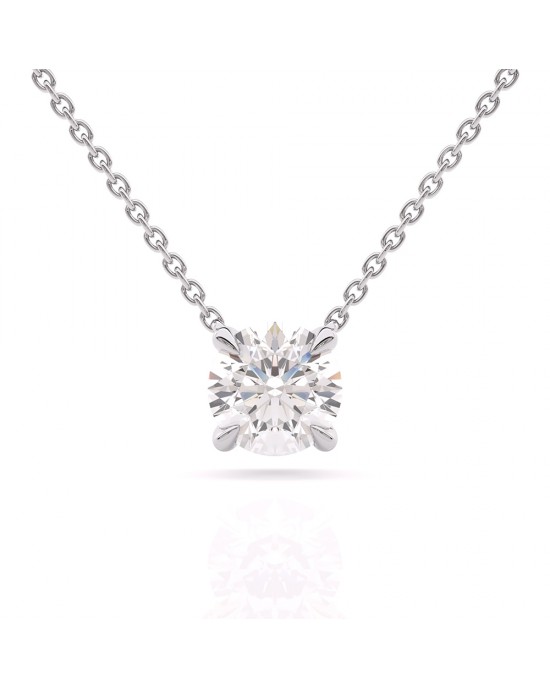 Diamond solitaire necklace 0.40ct in 18k white gold GIA Certified