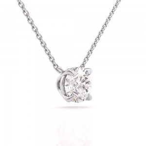 Diamond solitaire necklace 0.40ct in 18k white gold GIA Certified