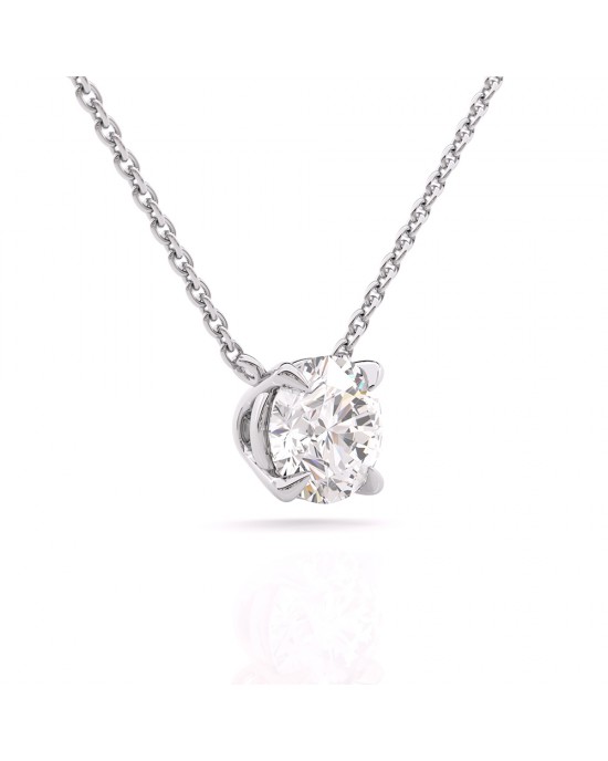 Diamond solitaire necklace 0.40ct in 18k white gold GIA Certified