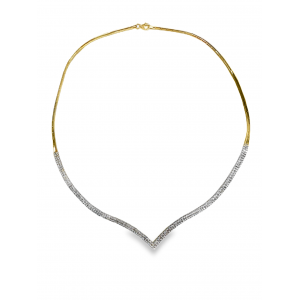 Two-Tone Tennis Necklace with Zircon in 14K Gold and White Gold