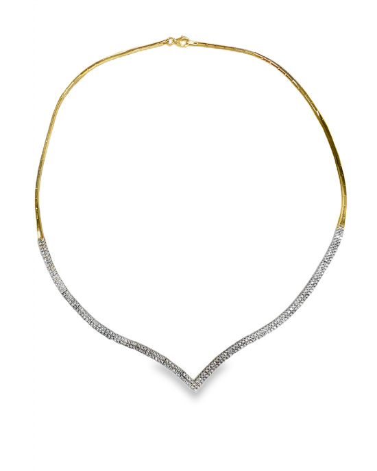 Two-tone Tennis Necklace  with zircon in 14K gold and white gold - Classic and elegant choice