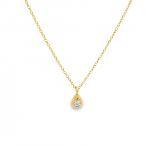 Teardrop Necklace with Diamond in 14K Gold