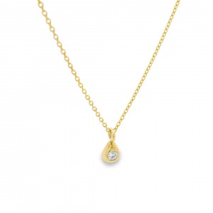 Teardrop Necklace with Diamond in 14K Gold