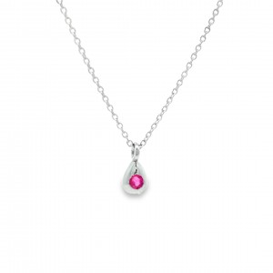 Μονόπετρο κολιέ με ροζ ζαφείρι από λευκό χρυσό Κ14