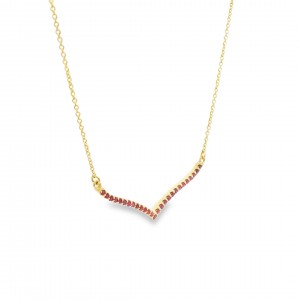 Κολιέ μπάρα με ρουμπίνια από χρυσό Κ18
