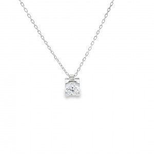 Diamond solitaire necklace 0.42ct in 18k white gold GIA Certified
