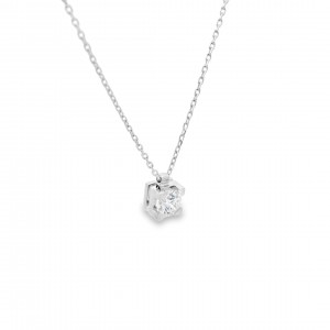Diamond solitaire necklace 0.42ct in 18k white gold GIA Certified